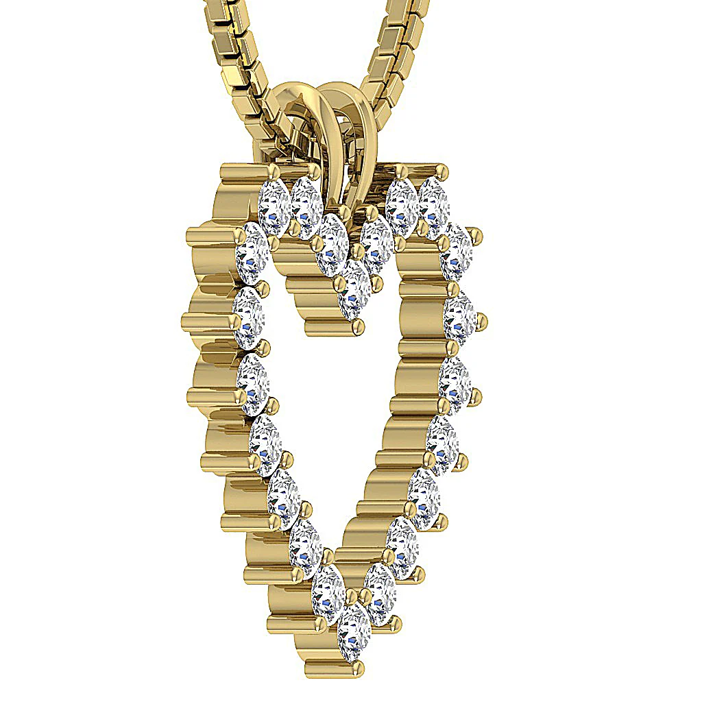 The Sydney Beautiful Genuine Round Diamond Open Heart Pendant For Her 14K Gold - Image 8