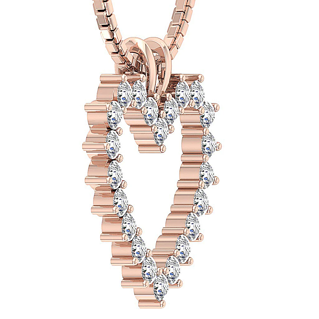 The Sydney Beautiful Genuine Round Diamond Open Heart Pendant For Her 14K Gold - Image 9