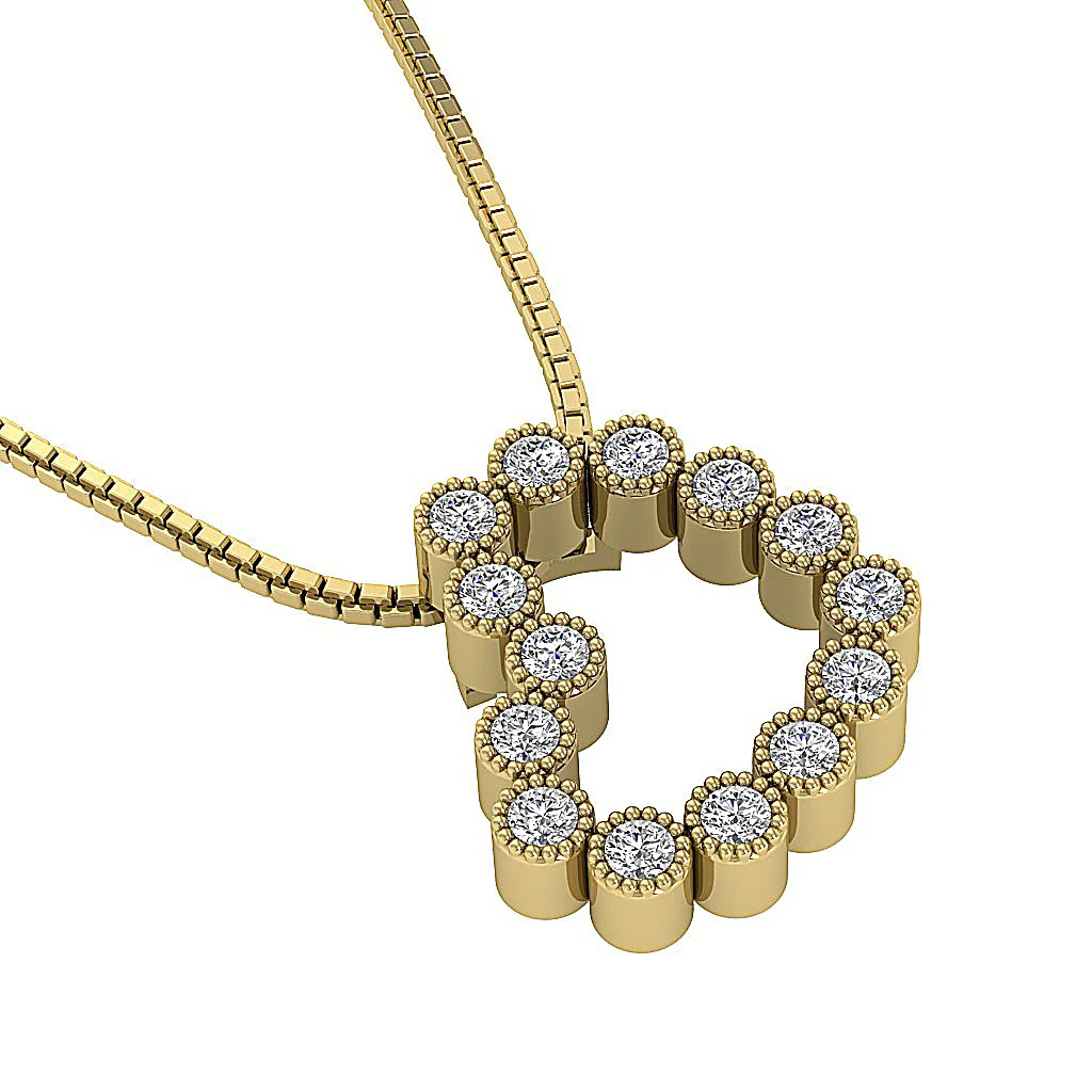 The Talia Milgrain Bezel Set Heart Diamond Pendant necklace For Her 14K White Gold - Image 11