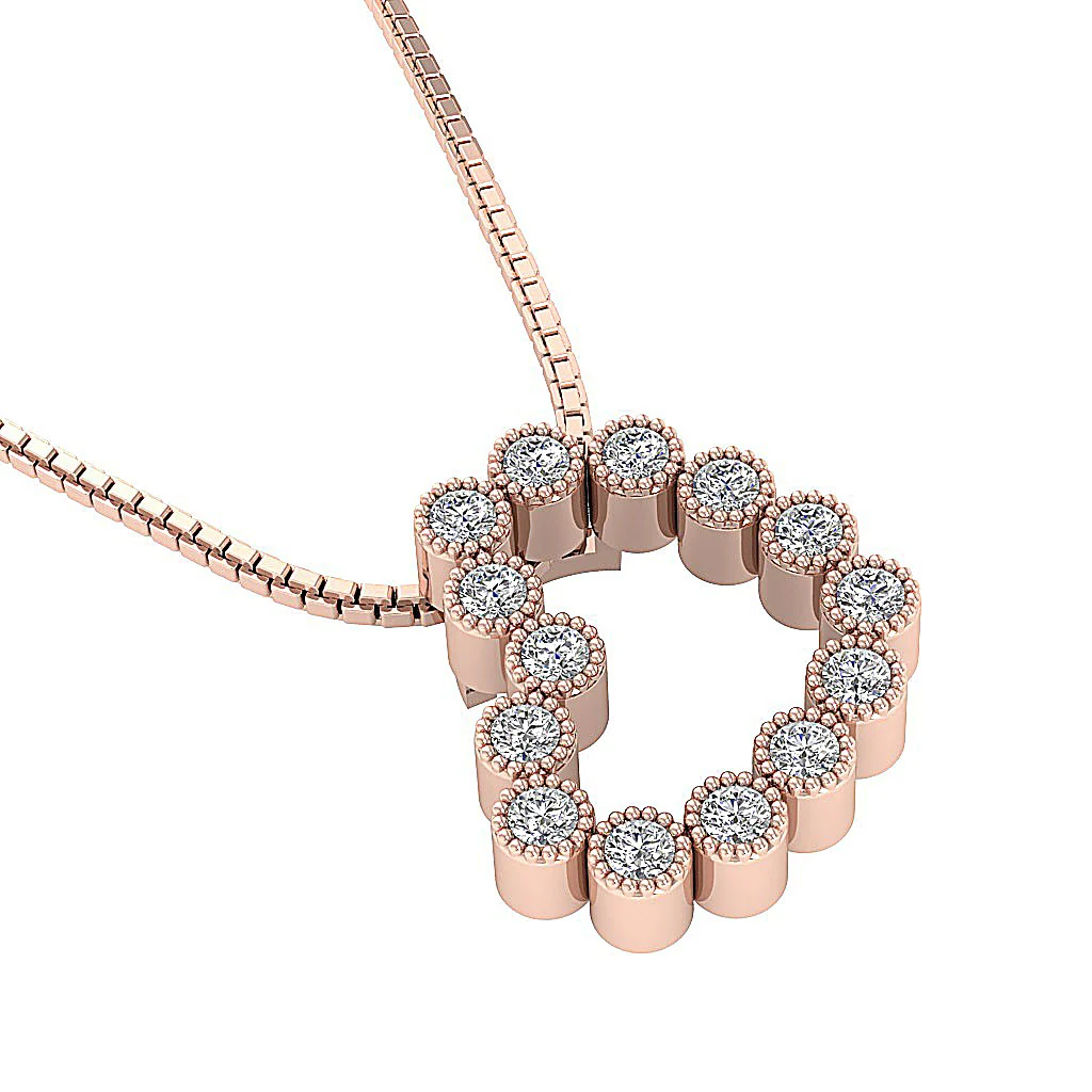 The Talia Milgrain Bezel Set Heart Diamond Pendant necklace For Her 14K White Gold - Image 12