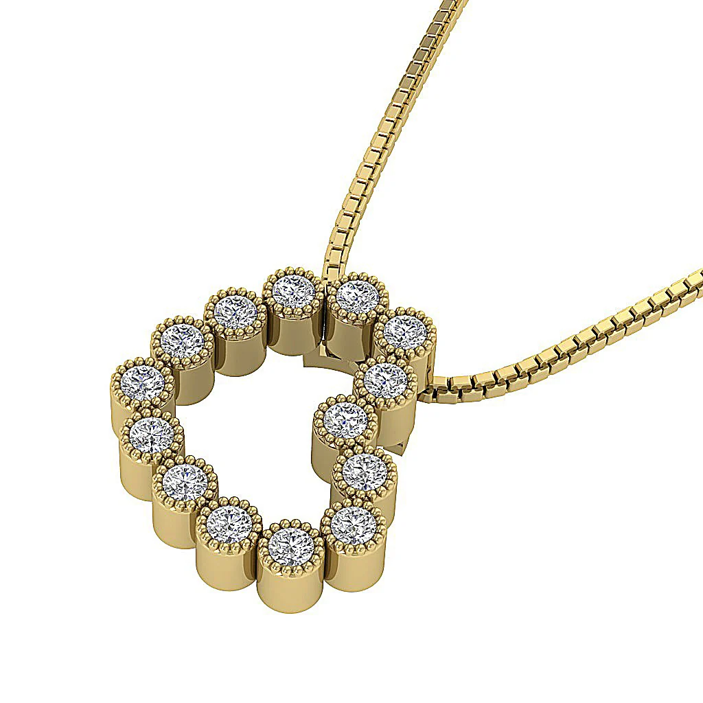 The Talia Milgrain Bezel Set Heart Diamond Pendant necklace For Her 14K White Gold - Image 14