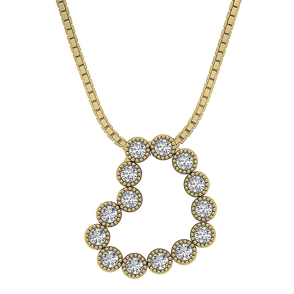 The Talia Milgrain Bezel Set Heart Diamond Pendant necklace For Her 14K White Gold - Image 2