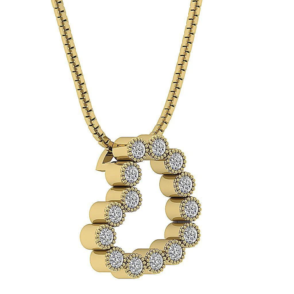 The Talia Milgrain Bezel Set Heart Diamond Pendant necklace For Her 14K White Gold - Image 5