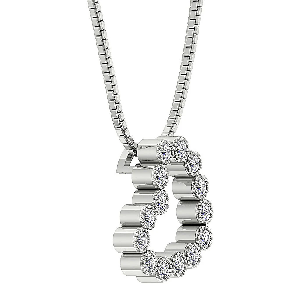 The Talia Milgrain Bezel Set Heart Diamond Pendant necklace For Her 14K White Gold - Image 7