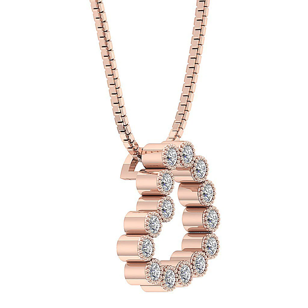 The Talia Milgrain Bezel Set Heart Diamond Pendant necklace For Her 14K White Gold - Image 9