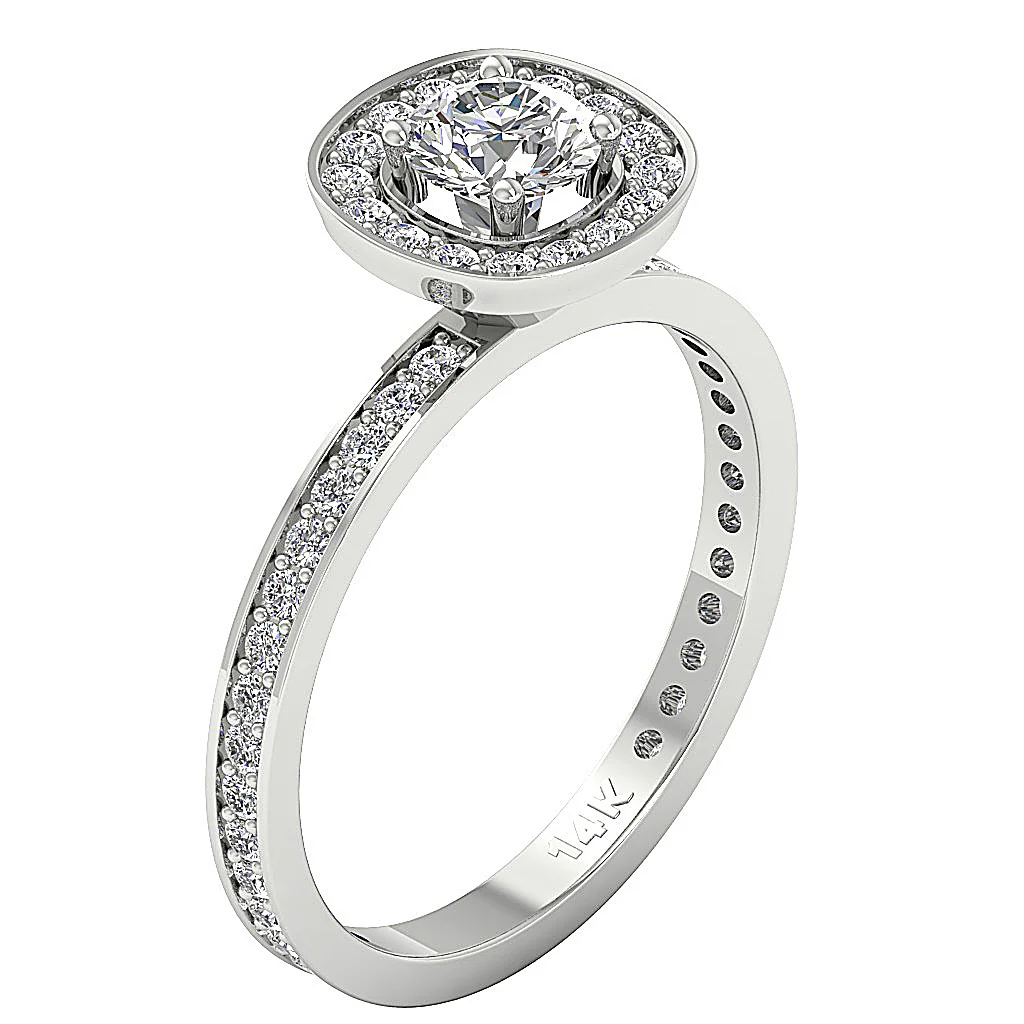 The Talon Halo Engagement Solitaire Natural Diamond Ring 14K White Yellow Rose Gold - Image 2