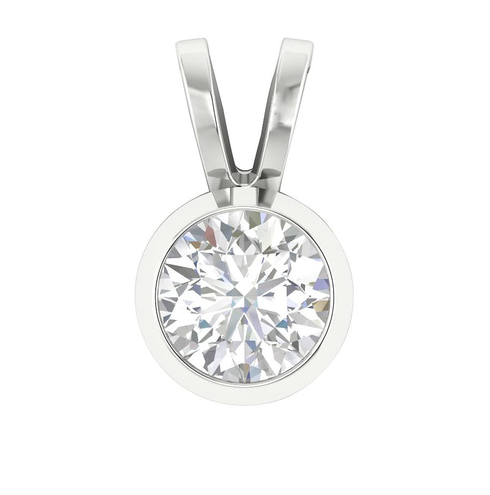 Bezel Set Genuine Diamond I1/SI1 0.50Ct 14K Solid Gold Solitaire Pendant For Women - Image 4