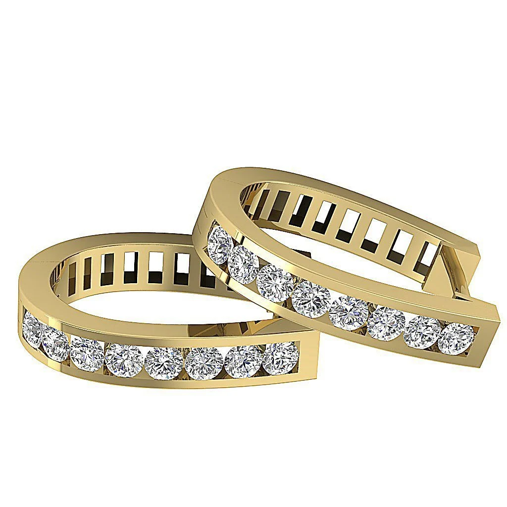 The Tate Channel Set Hoop Earring For Women Genuine Diamond 14K White Gold - Image 11