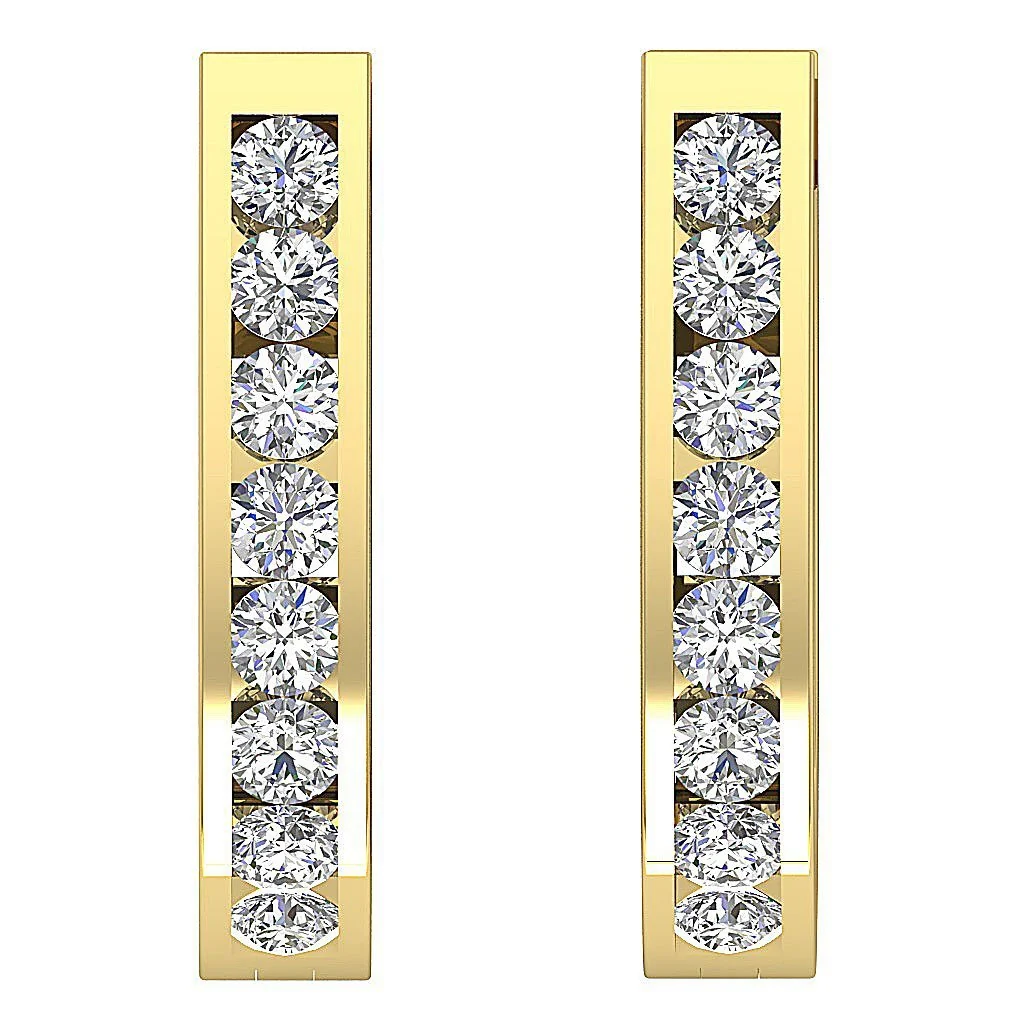 The Tate Channel Set Hoop Earring For Women Genuine Diamond 14K White Gold - Image 5