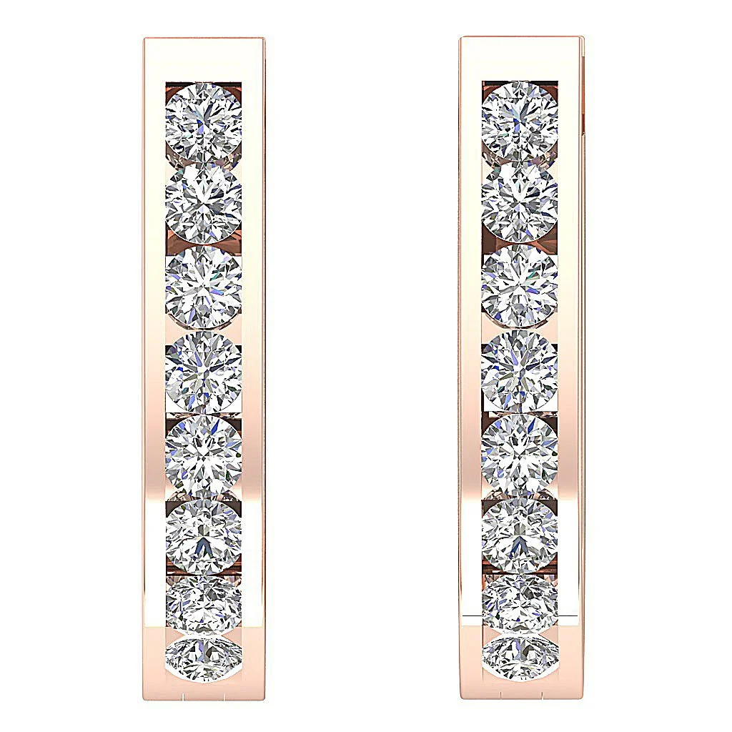 The Tate Channel Set Hoop Earring For Women Genuine Diamond 14K White Gold - Image 6