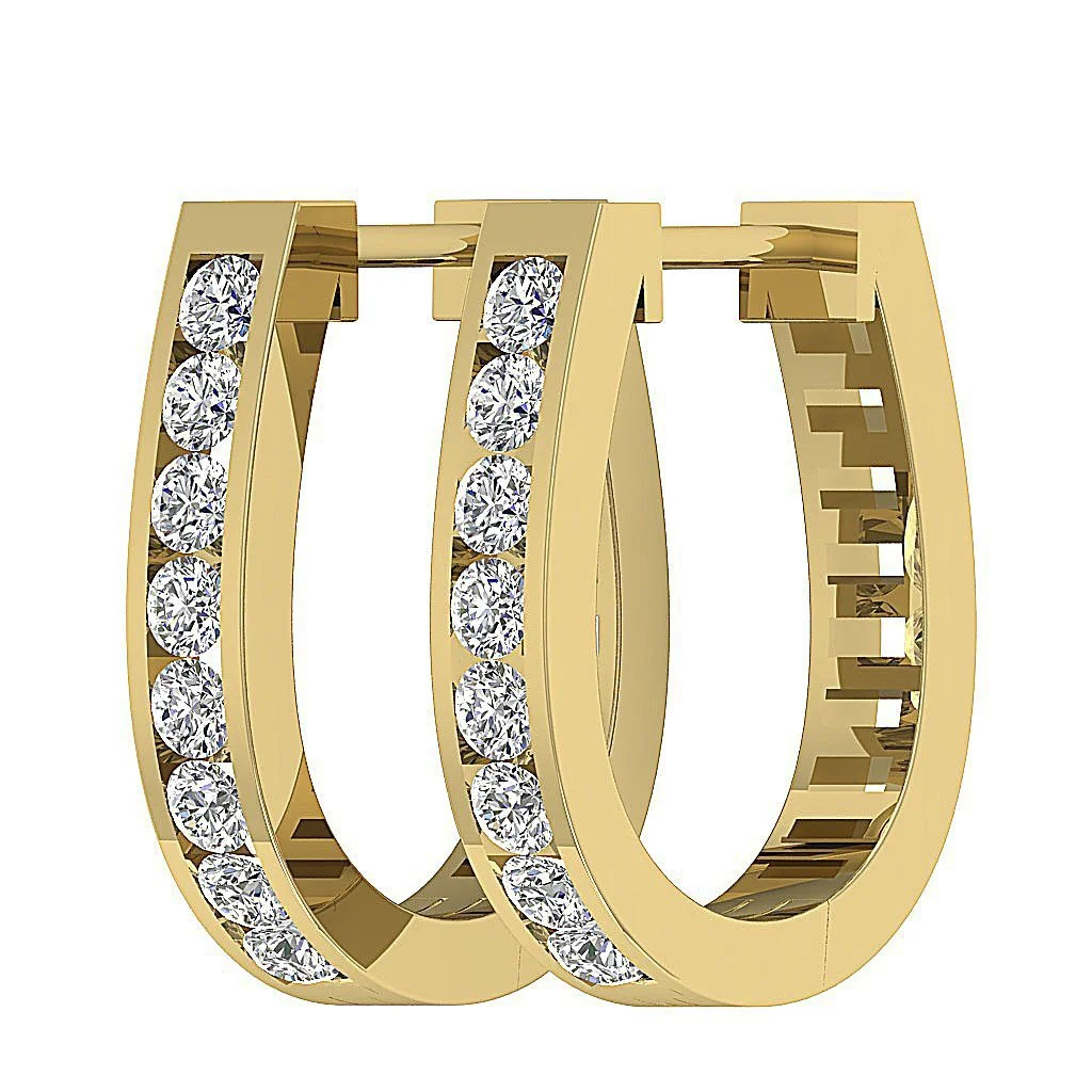 The Tate Channel Set Hoop Earring For Women Genuine Diamond 14K White Gold - Image 8