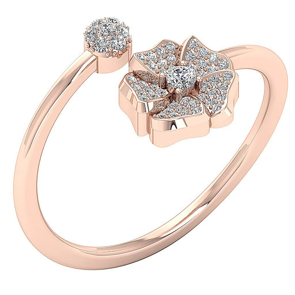 The Tate Open Style Flower Shape Wedding Anniversary Ring Natural Diamond Yellow Gold - Image 3