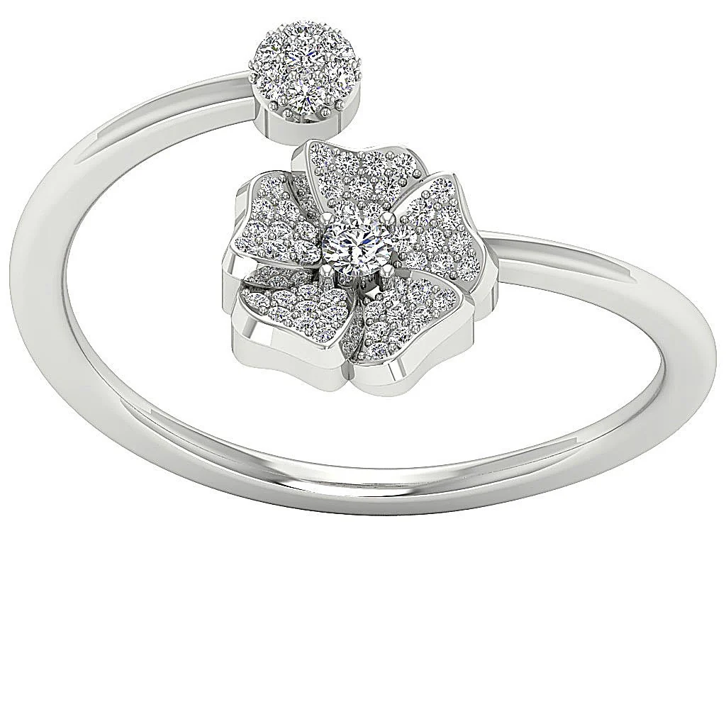 The Tate Open Style Flower Shape Wedding Anniversary Ring Natural Diamond Yellow Gold - Image 4
