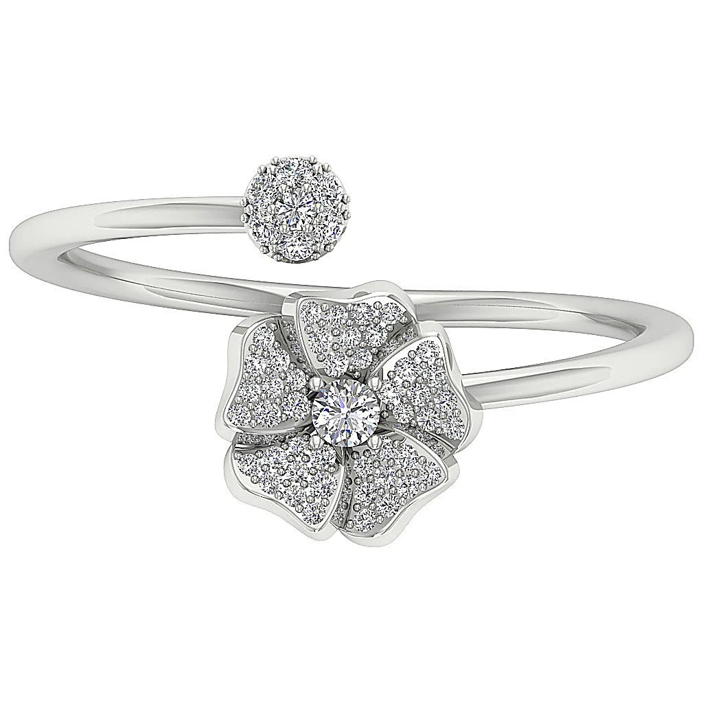 The Tate Open Style Flower Shape Wedding Anniversary Ring Natural Diamond Yellow Gold - Image 6
