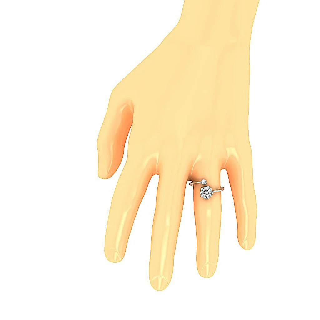 The Tate Open Style Flower Shape Wedding Anniversary Ring Natural Diamond Yellow Gold - Image 7