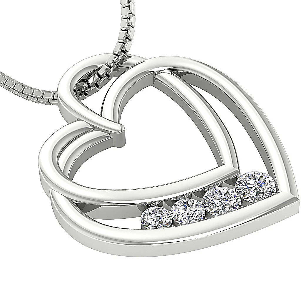 The Tatum Twisted Heart Pendant Necklace Journey Round Diamond 14K Solid Gold - Image 10