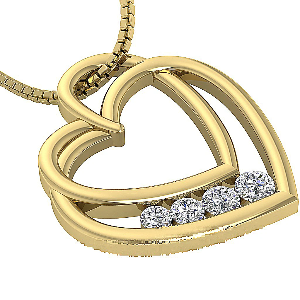 The Tatum Twisted Heart Pendant Necklace Journey Round Diamond 14K Solid Gold - Image 11