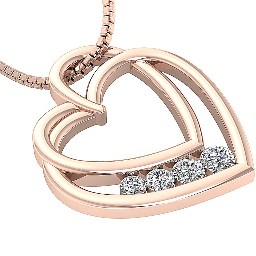 The Tatum Twisted Heart Pendant Necklace Journey Round Diamond 14K Solid Gold - Image 12
