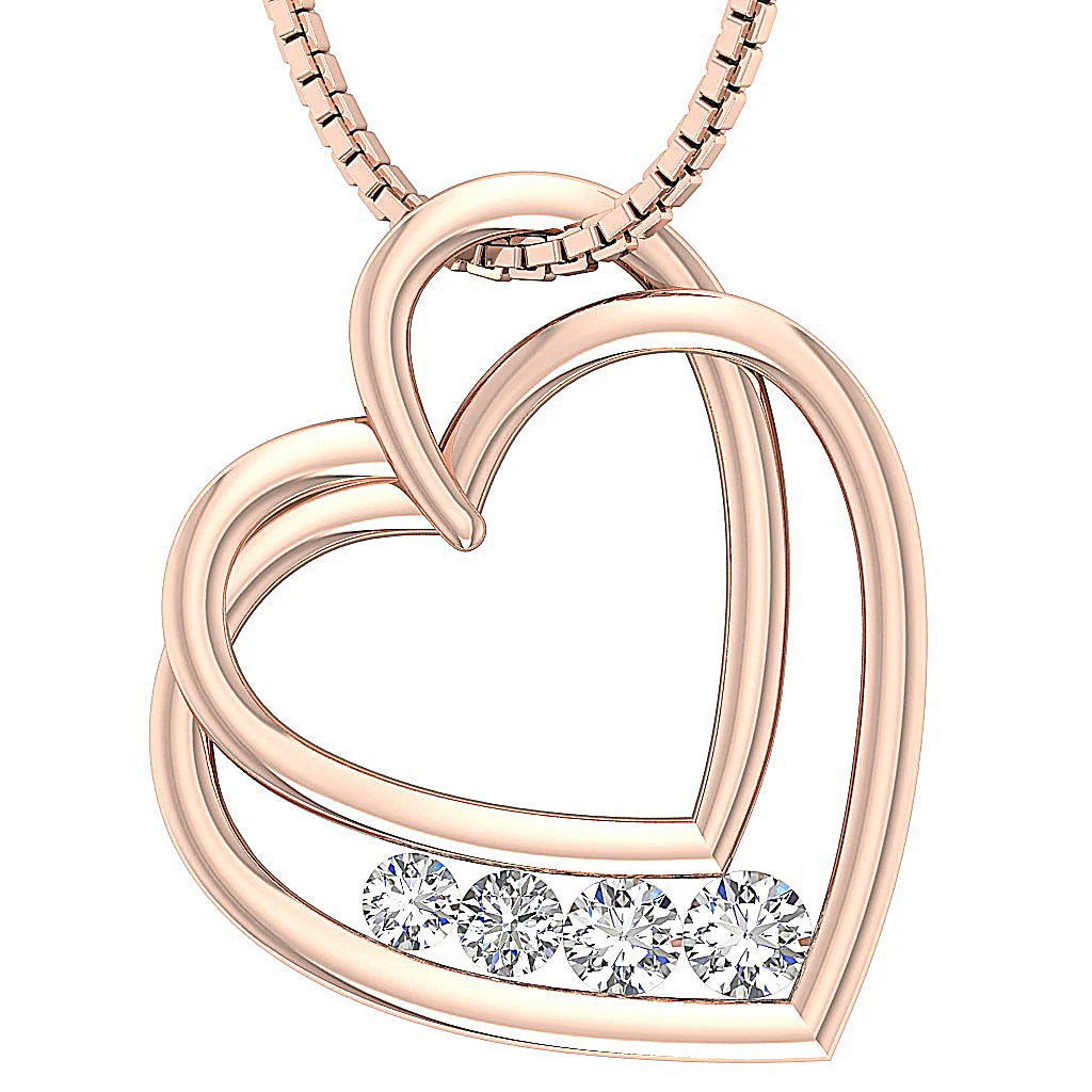 The Tatum Twisted Heart Pendant Necklace Journey Round Diamond 14K Solid Gold - Image 3