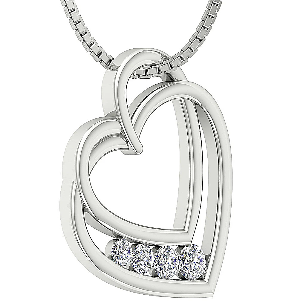 The Tatum Twisted Heart Pendant Necklace Journey Round Diamond 14K Solid Gold - Image 4