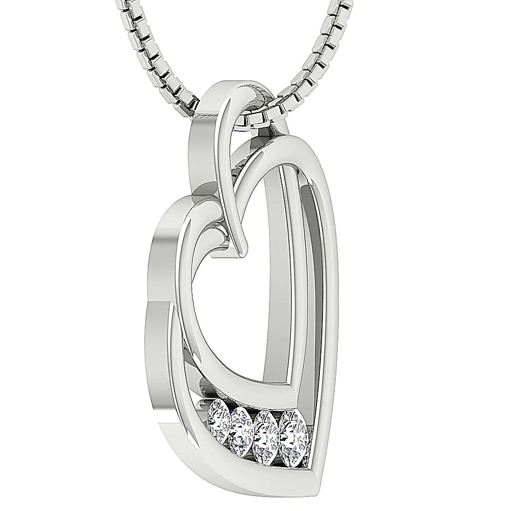 The Tatum Twisted Heart Pendant Necklace Journey Round Diamond 14K Solid Gold - Image 7