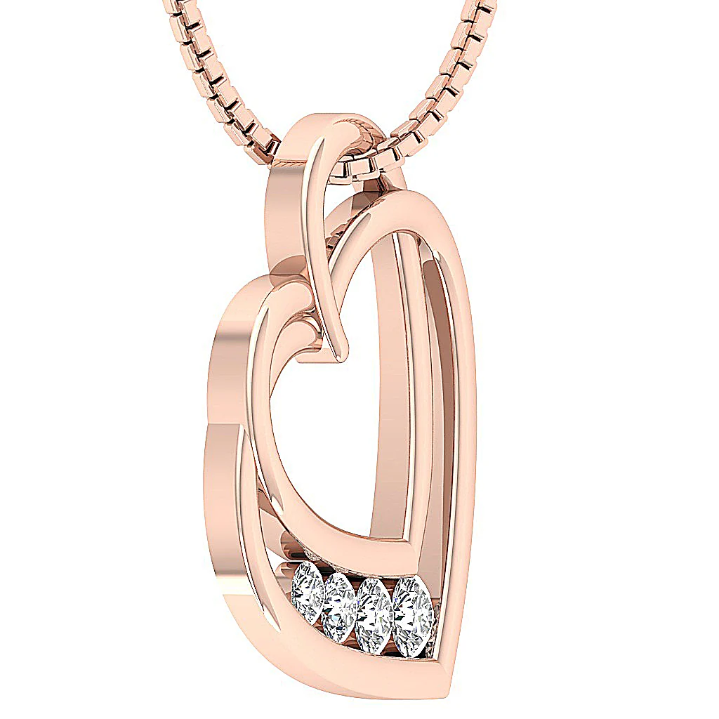 The Tatum Twisted Heart Pendant Necklace Journey Round Diamond 14K Solid Gold - Image 9