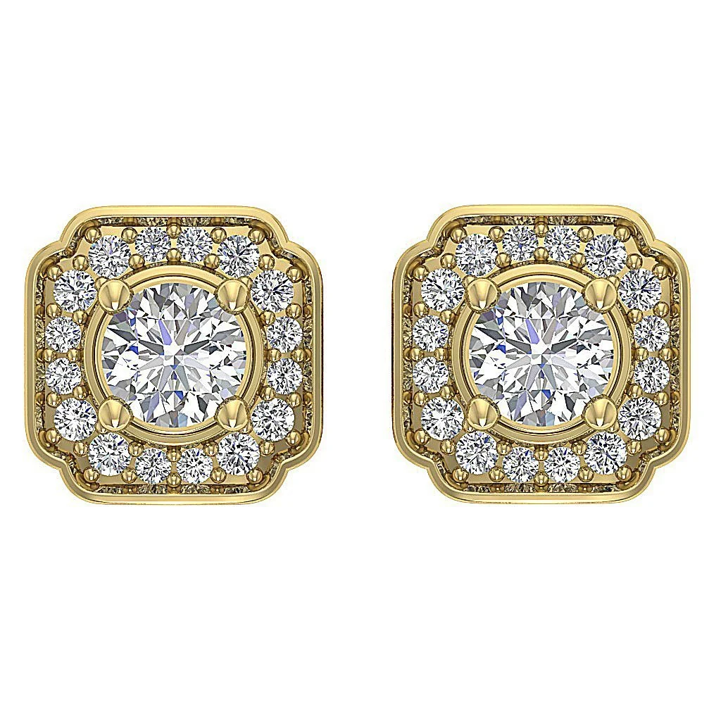 14K White Gold SI1 G 0.80Ct Natural Diamond Halo Solitaire Stud Earring For Her - Image 3