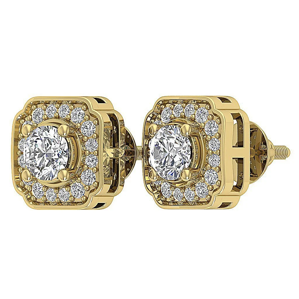14K White Gold SI1 G 0.80Ct Natural Diamond Halo Solitaire Stud Earring For Her - Image 5