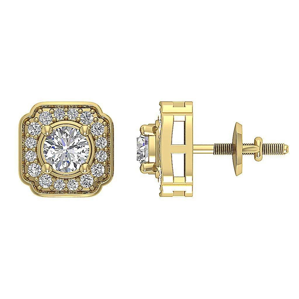 14K White Gold SI1 G 0.80Ct Natural Diamond Halo Solitaire Stud Earring For Her - Image 9