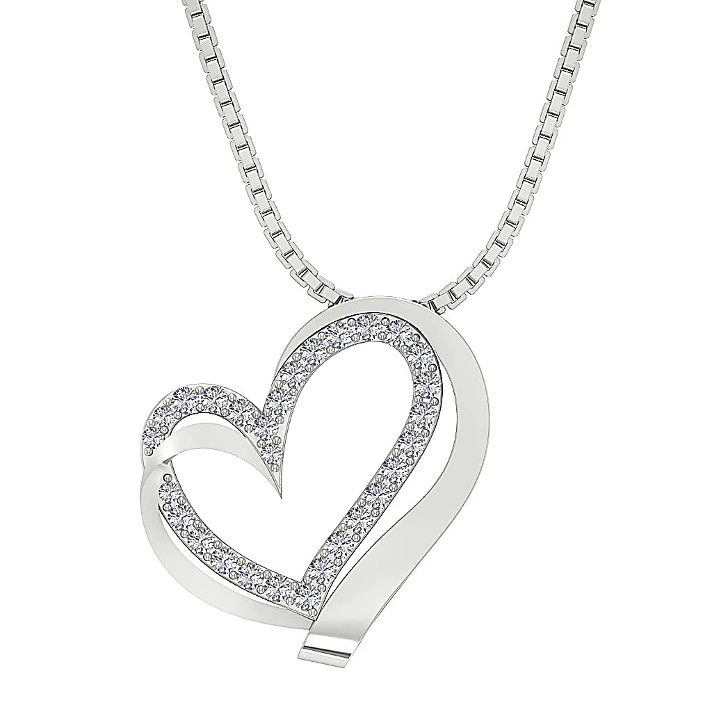 The Teagan Womens Heart Pendant Necklace in 14k Solid Gold Over Diamond 0.90 Inch