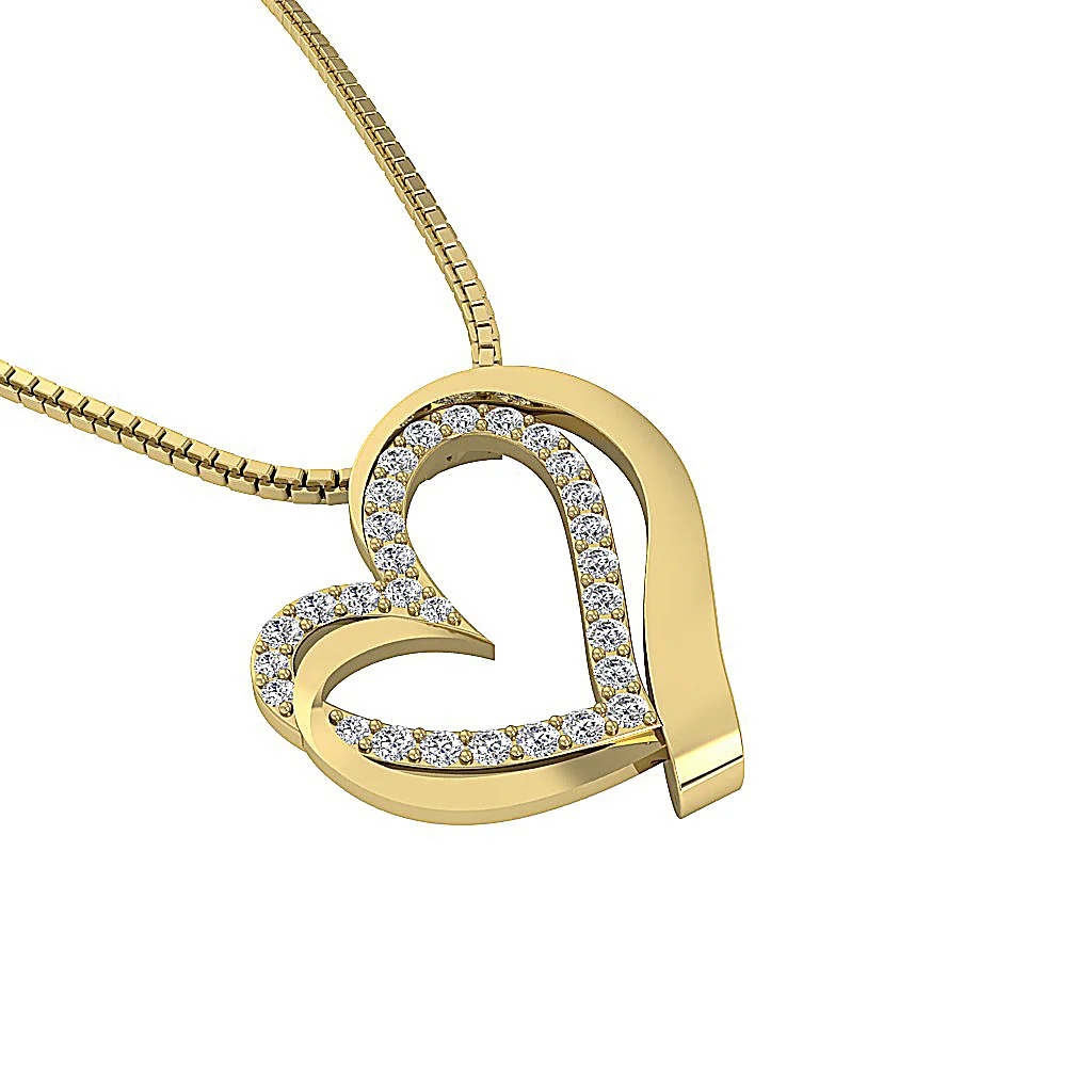 The Teagan Womens Heart Pendant Necklace in 14k Solid Gold Over Diamond 0.90 Inch - Image 11