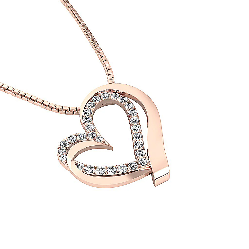 The Teagan Womens Heart Pendant Necklace in 14k Solid Gold Over Diamond 0.90 Inch - Image 12