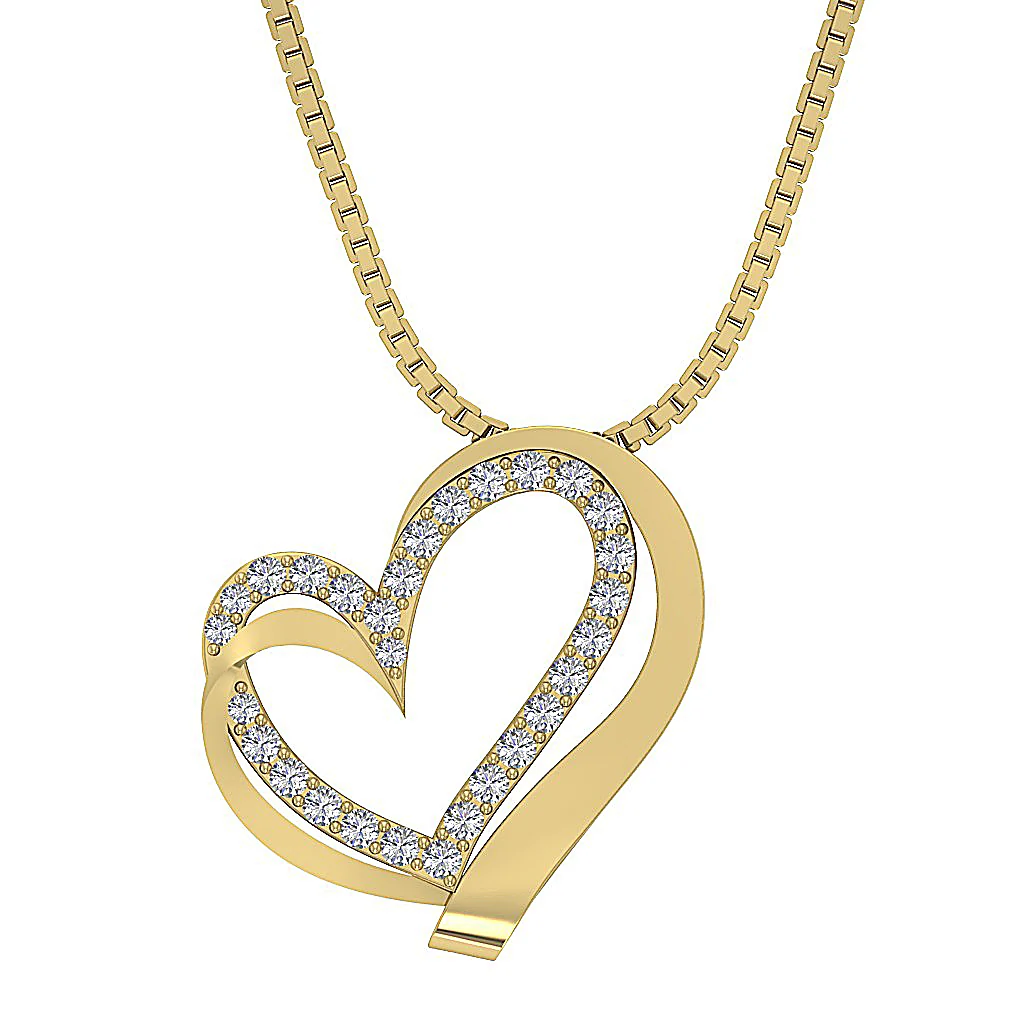 The Teagan Womens Heart Pendant Necklace in 14k Solid Gold Over Diamond 0.90 Inch - Image 2