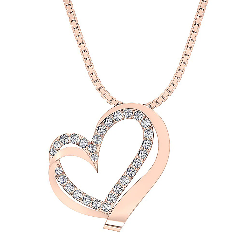 The Teagan Womens Heart Pendant Necklace in 14k Solid Gold Over Diamond 0.90 Inch - Image 3