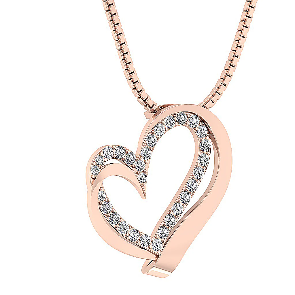 The Teagan Womens Heart Pendant Necklace in 14k Solid Gold Over Diamond 0.90 Inch - Image 6