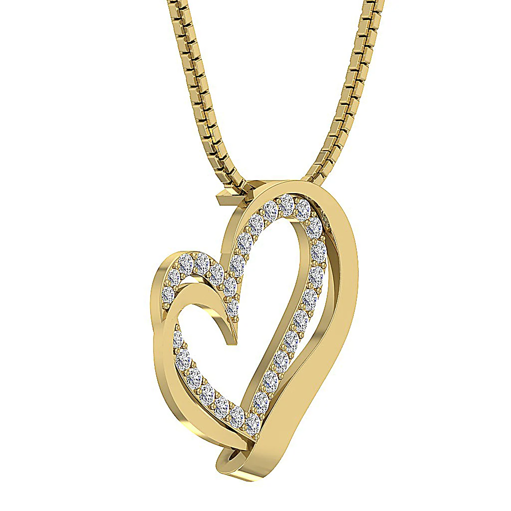 The Teagan Womens Heart Pendant Necklace in 14k Solid Gold Over Diamond 0.90 Inch - Image 8