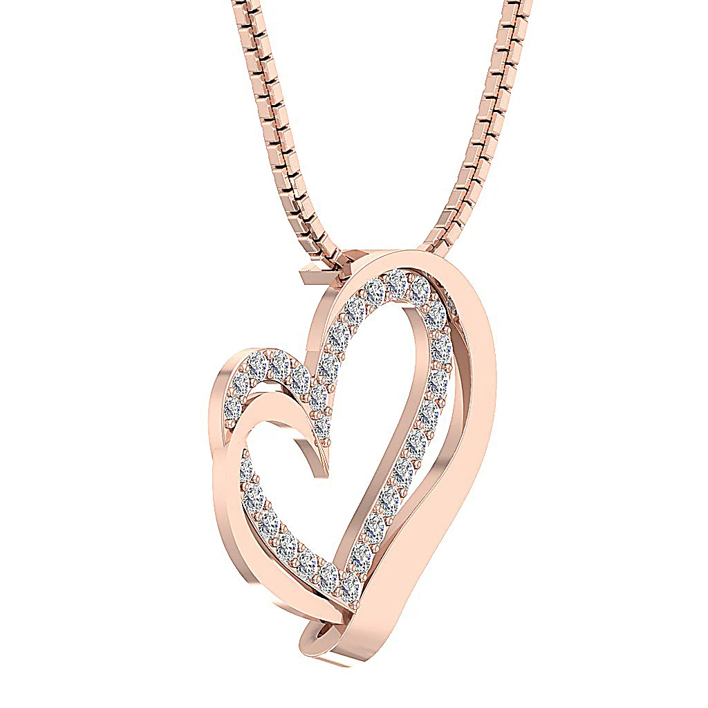 The Teagan Womens Heart Pendant Necklace in 14k Solid Gold Over Diamond 0.90 Inch - Image 9