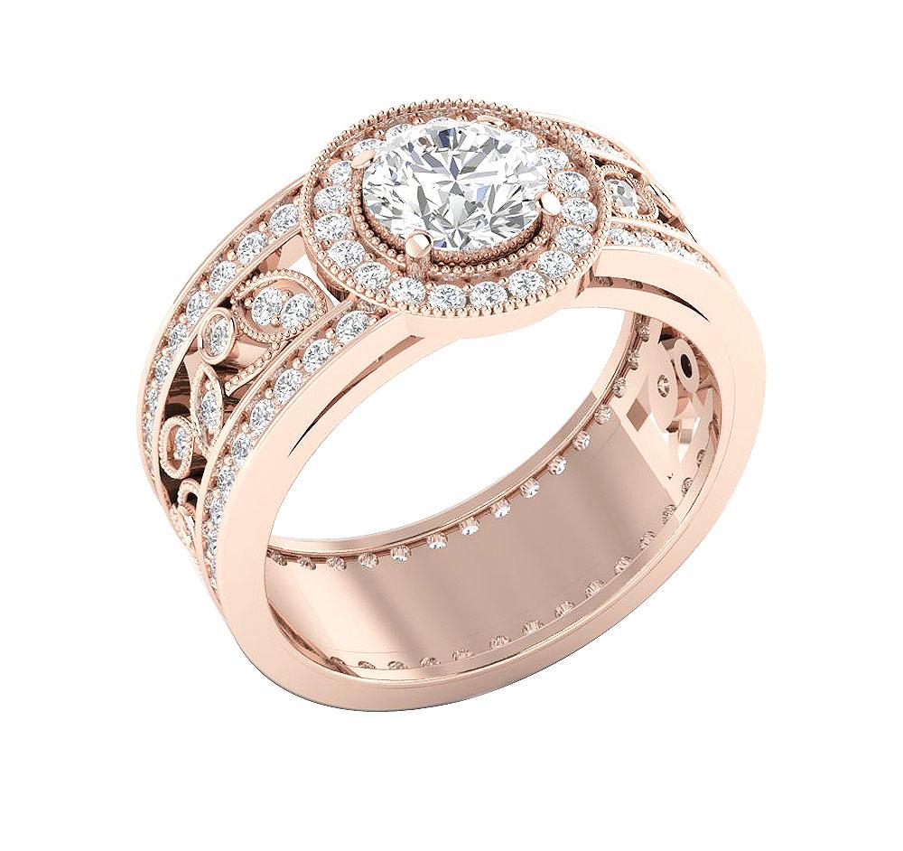 The Teresa Natural Diamond Halo Engagement Ring For Women 14K Yellow Gold - Image 2