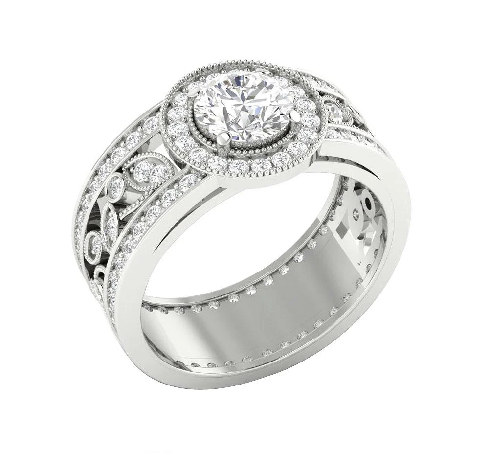 The Teresa Natural Diamond Halo Engagement Ring For Women 14K Yellow Gold - Image 3