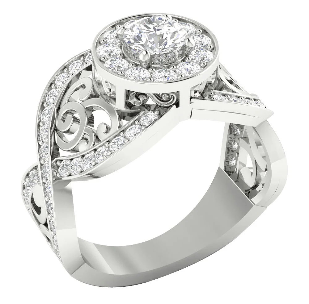 The Thatcher Genuine Diamond Designer Solitaire Anniversary Ring Prong Setting 14K Gold - Image 2