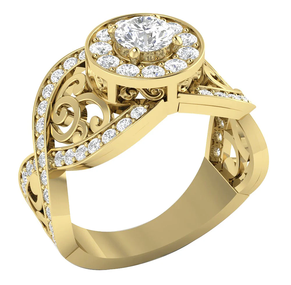 The Thatcher Genuine Diamond Designer Solitaire Anniversary Ring Prong Setting 14K Gold - Image 3
