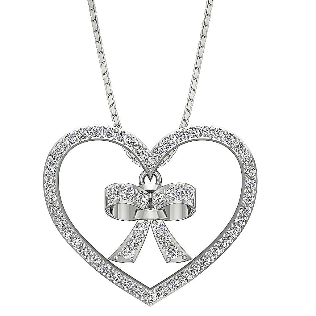 The Thea Designer Heart Bow Pendant with Natural Round Diamonds 14k Solid Gold - Image 7