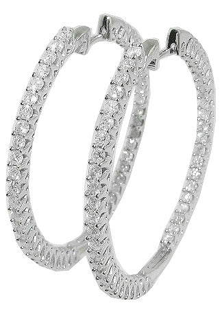 The Theo 3.20 Carat Round Cut Diamond In OutSide Hoop Earring For Women 14K Solid Gold - Image 2