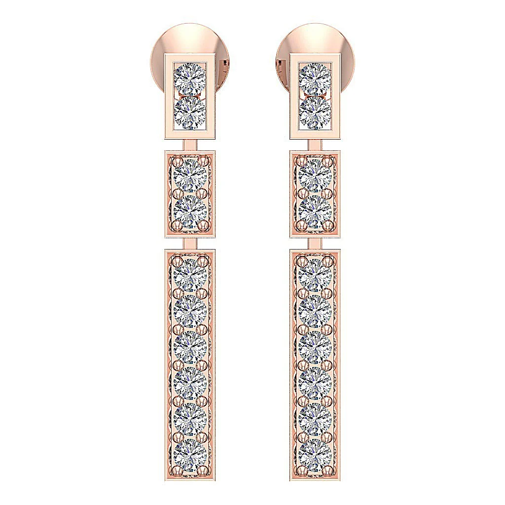The Theodore Natural Diamond Chandelier Earring For Women Screw Back Rose Gold - Image 4