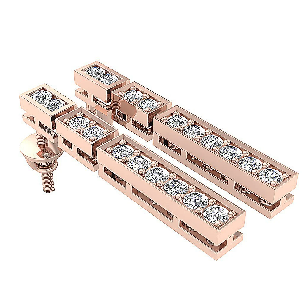 The Theodore Natural Diamond Chandelier Earring For Women Screw Back Rose Gold - Image 6