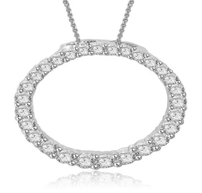 The Theodore Natural Diamond Eternity Circle Pendant White Yellow Rose Gold
