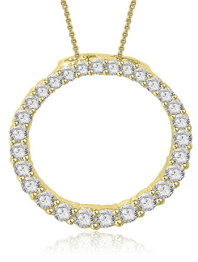 The Theodore Natural Diamond Eternity Circle Pendant White Yellow Rose Gold - Image 2