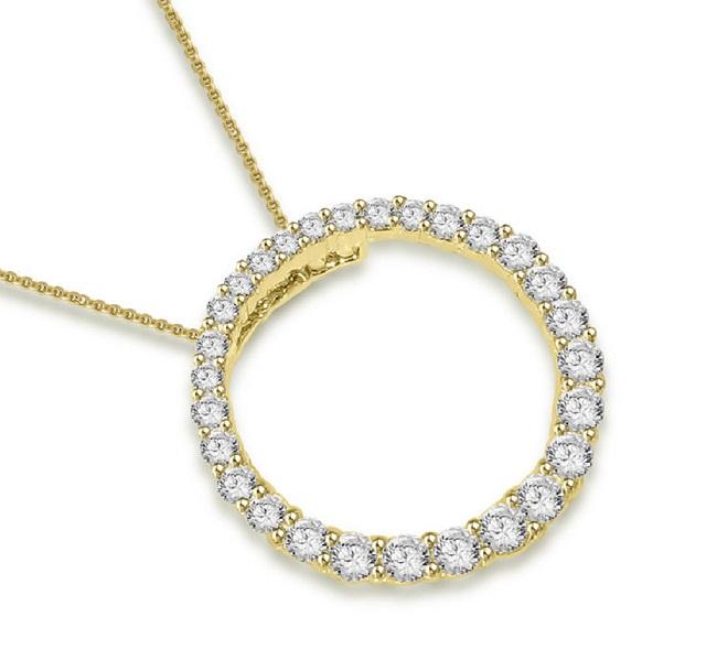 The Theodore Natural Diamond Eternity Circle Pendant White Yellow Rose Gold - Image 3