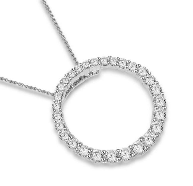 The Theodore Natural Diamond Eternity Circle Pendant White Yellow Rose Gold - Image 4