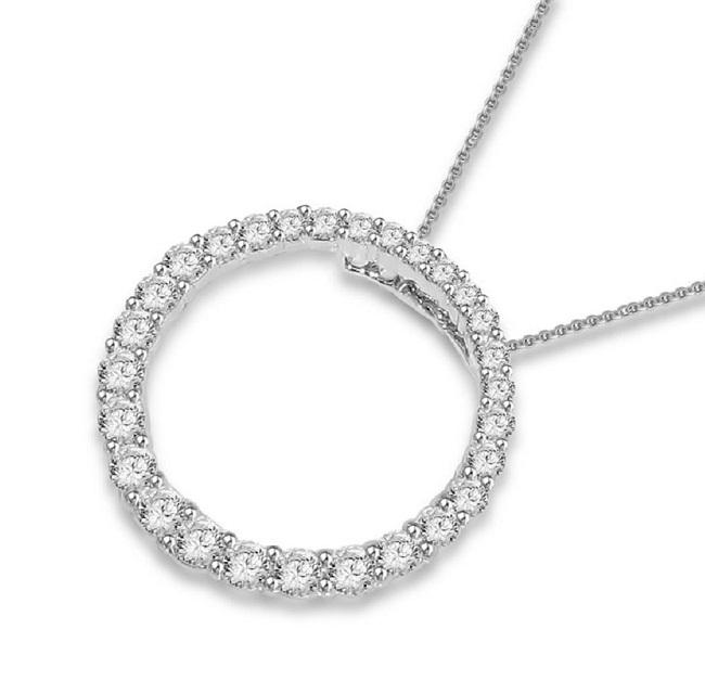 The Theodore Natural Diamond Eternity Circle Pendant White Yellow Rose Gold - Image 6